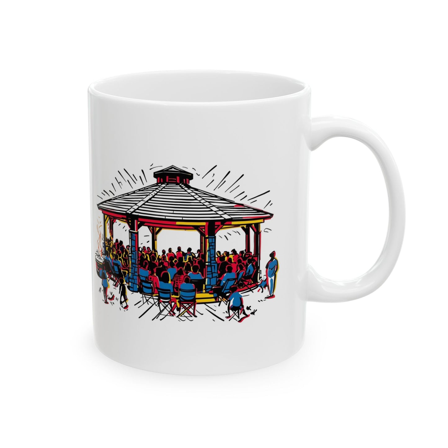 Colorful Gathering Ceramic Mug - Perfect for Festivals & Events