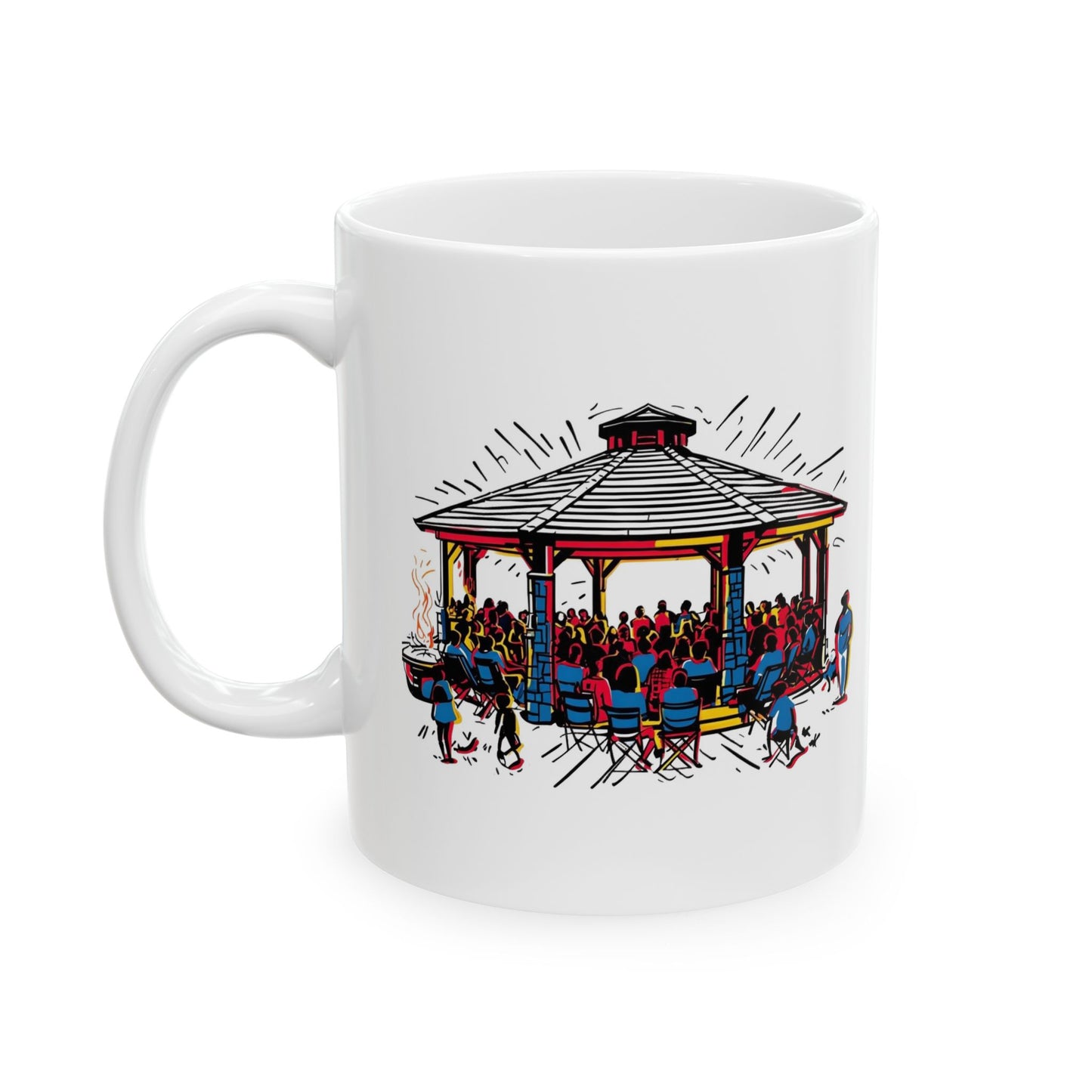 Colorful Gathering Ceramic Mug - Perfect for Festivals & Events
