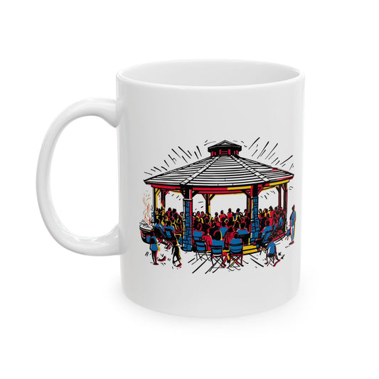 Colorful Gathering Ceramic Mug - Perfect for Festivals & Events