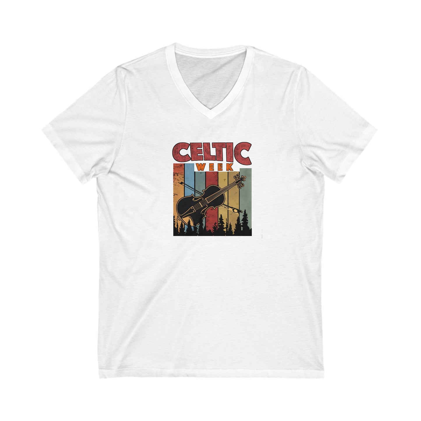 Celtic V-Neck Tee - Unisex Shirt w/ Fiddle