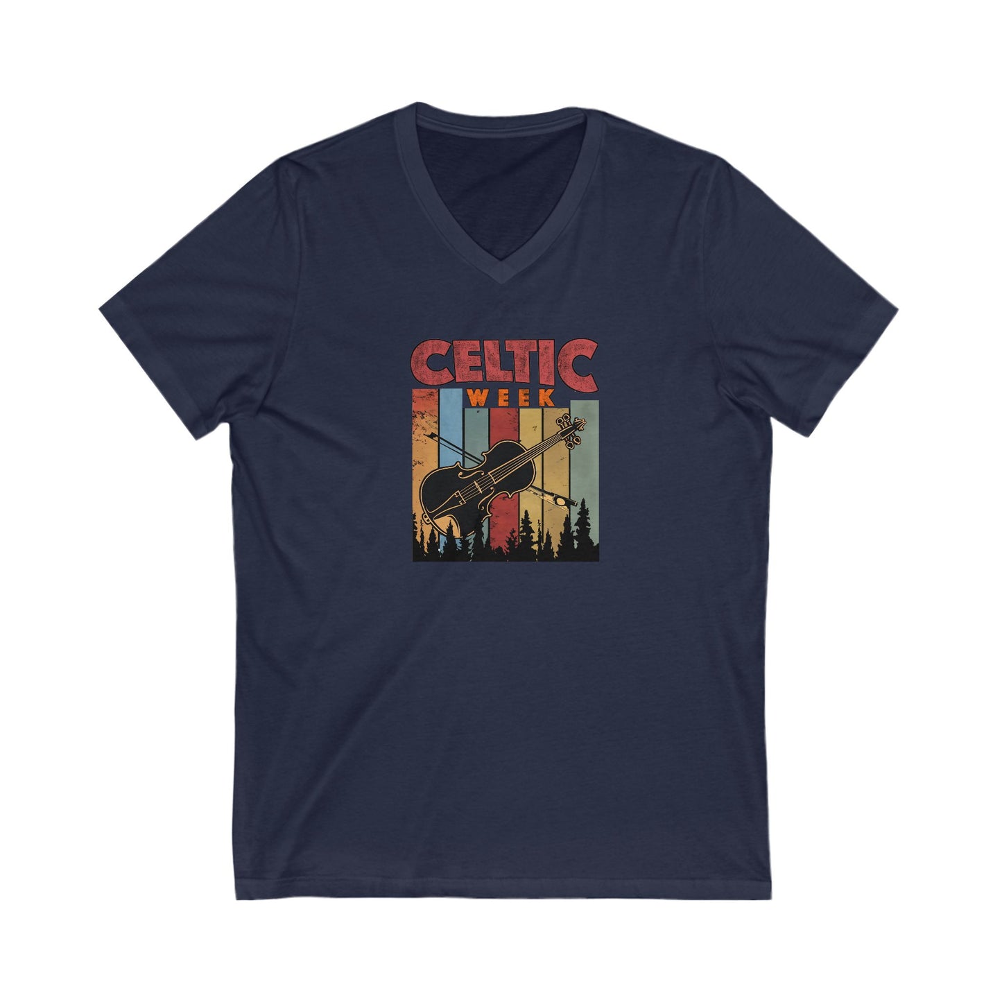 Celtic V-Neck Tee - Unisex Shirt w/ Fiddle