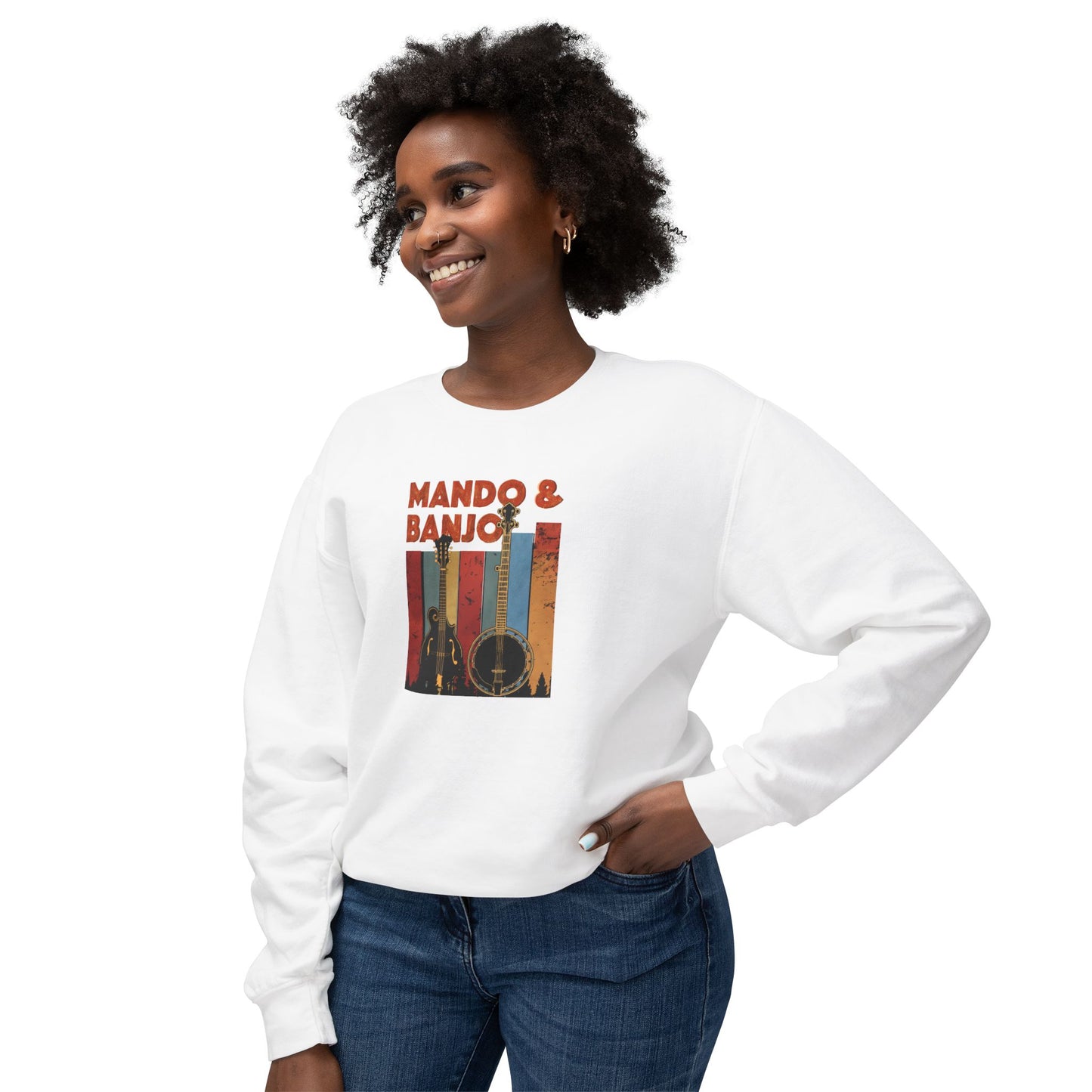 Mando & Banjo Unisex Lightweight Crewneck Sweatshirt - Perfect Gift for Music Lovers