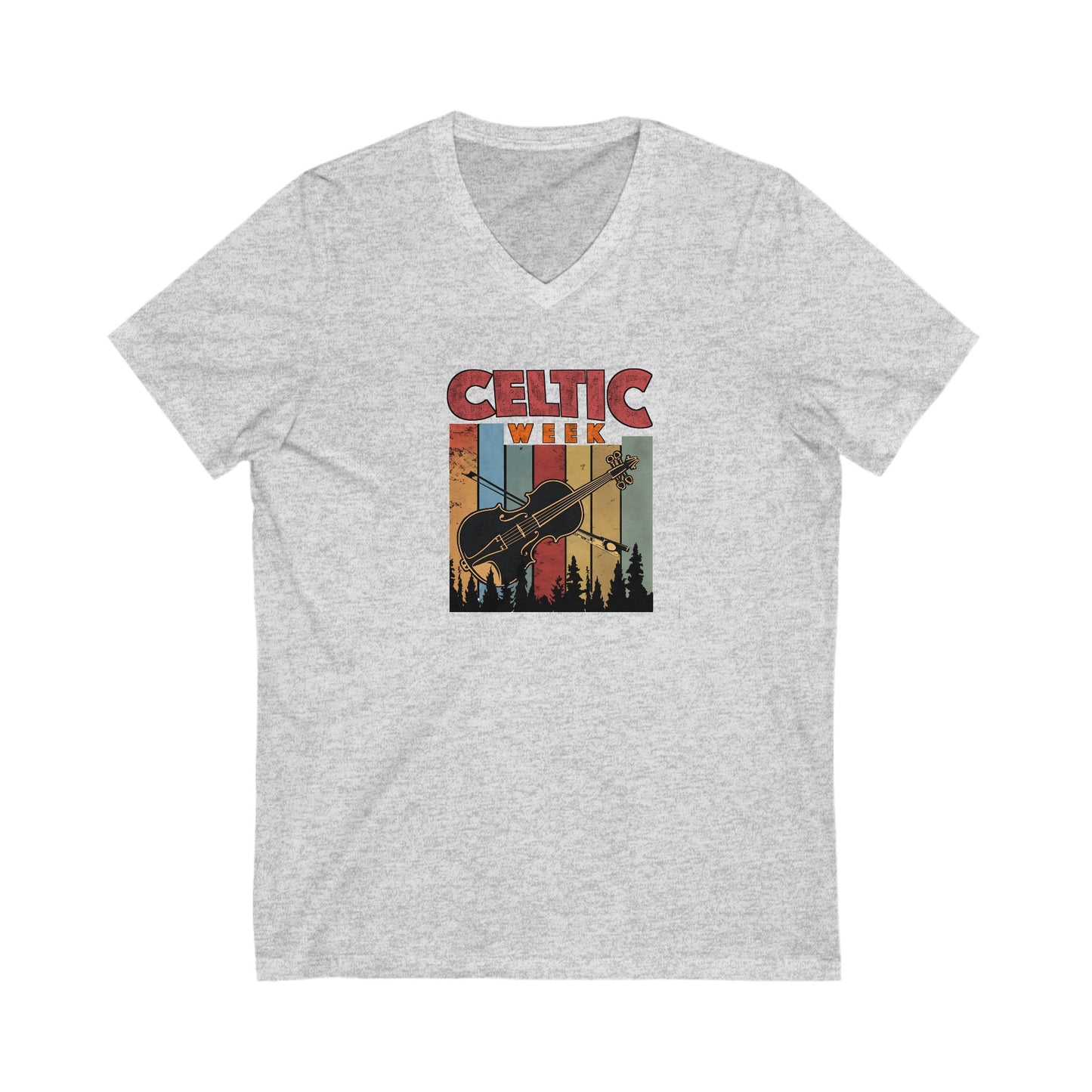 Celtic V-Neck Tee - Unisex Shirt w/ Fiddle