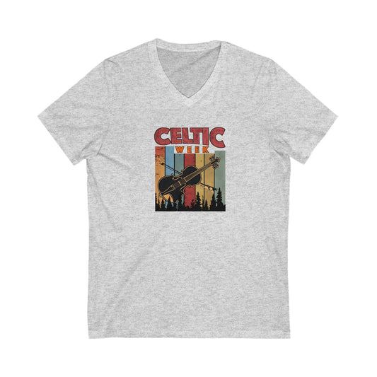 Celtic V-Neck Tee - Unisex Shirt w/ Fiddle