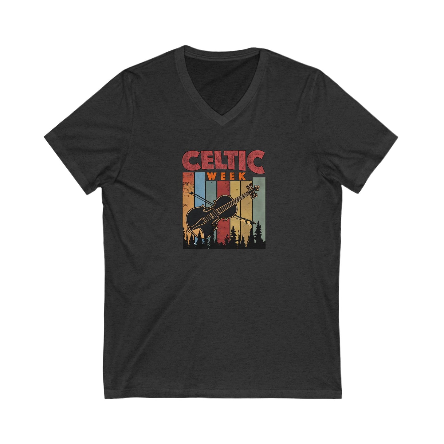 Celtic V-Neck Tee - Unisex Shirt w/ Fiddle