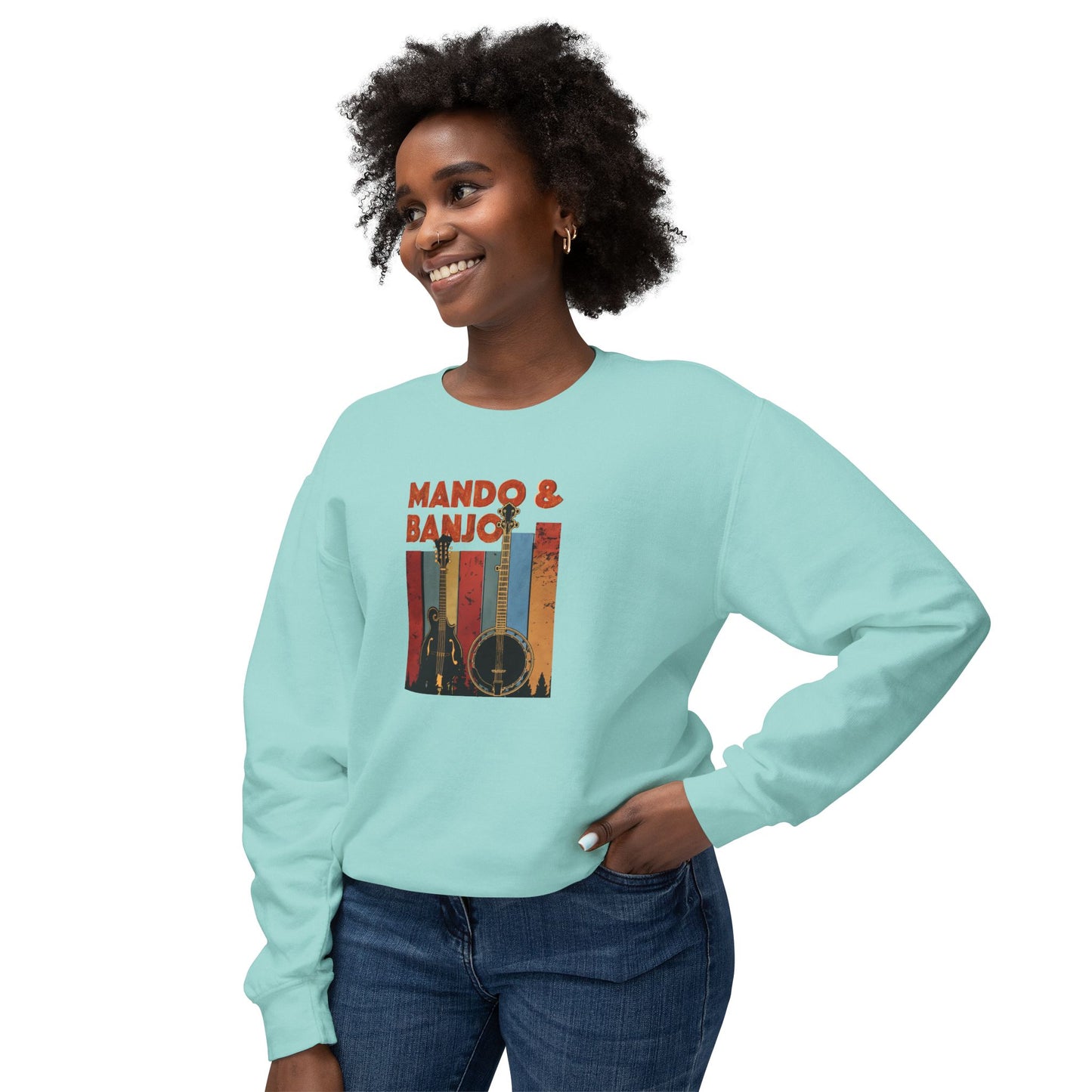 Mando & Banjo Unisex Lightweight Crewneck Sweatshirt - Perfect Gift for Music Lovers